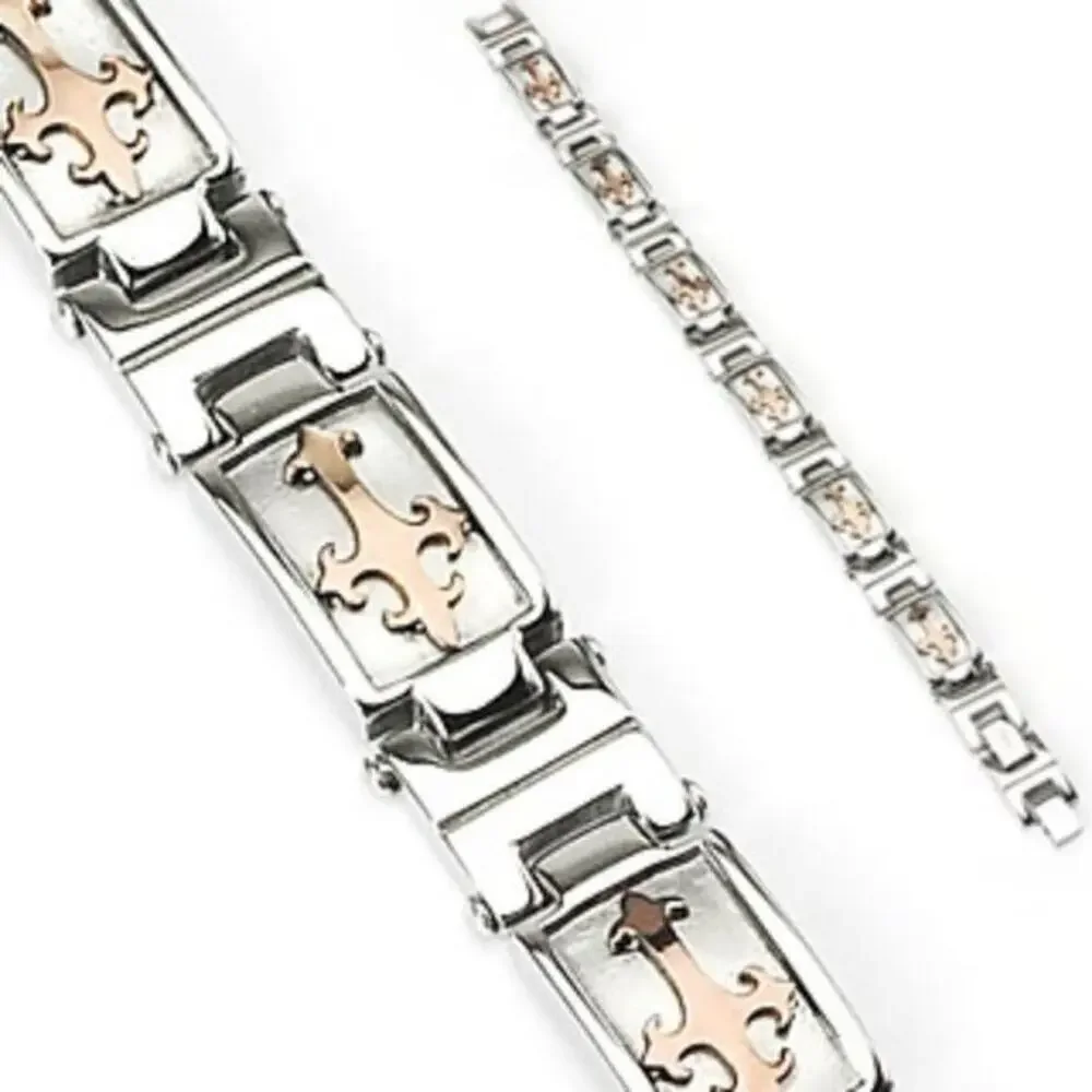 New‎ 316 stainless steel silver coffee color cross bracelet